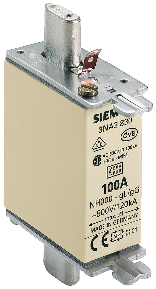 Siemens Smeltpatroon (mes) LV HRC fuse NH000 100A gG 500Vac...