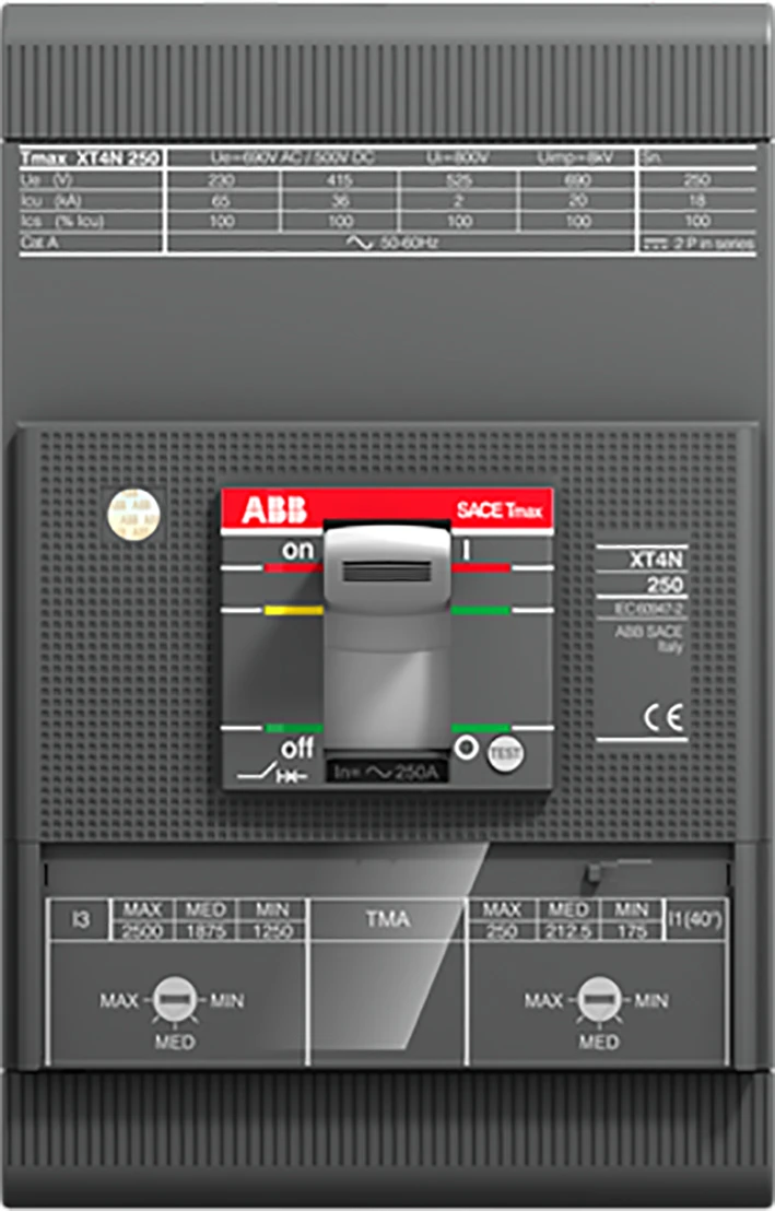 ABB Componenten Vermogensschakelaar voor trafo-, generator- en installatiebeveiliging XT4N 250/200   TMA FF 3