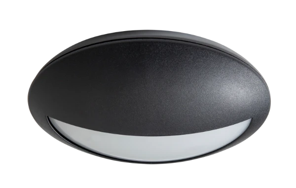 OPTIC 8W IP65 Oval Bulkhead CCT2 Selectable with Eyelid Trim Black