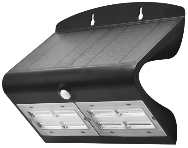 SOL 6.8W Solar LED Wall light with PIR IP65 Black 4000K