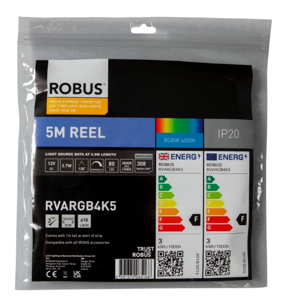 VEGAS EXPRESS 14W/m 12V LED Striplight RGB+White 4000K IP20 5m