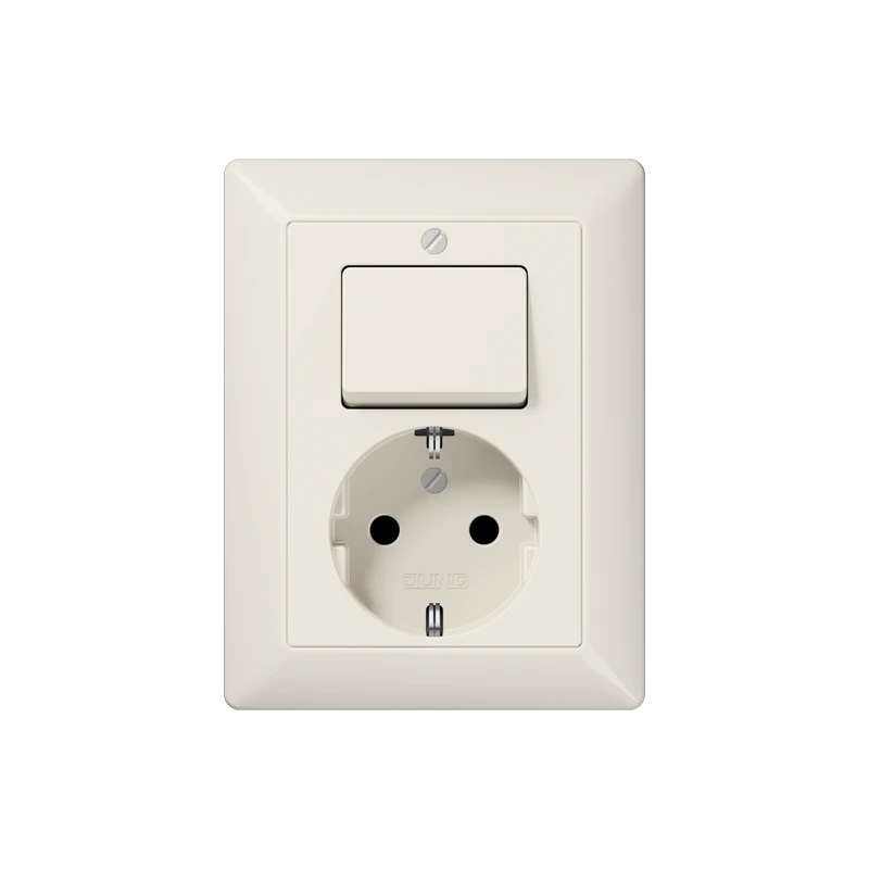 Combination of switch/push button with socket outlet JUNG Serie AS