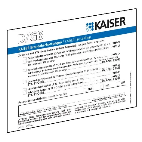 Accessories/spare parts for fire partitioning KAISER Zubehör