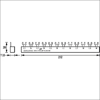 09920182 DOEPKE KAMRAIL 4P 12TE 63A L1+N L2+N