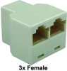 Modulair T stuk 3x Female RJ11 Recht