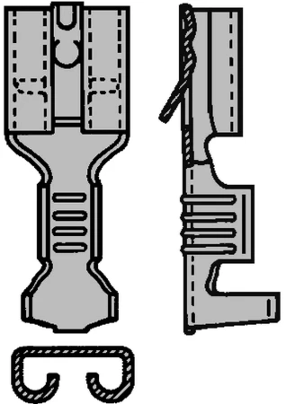 F-krimp Ongeïsol. vlakstekerhuls met lip 2,8x0,5mm, 1,0-2,5 mm2