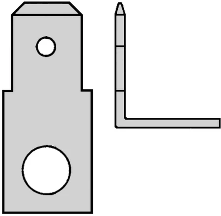 Tab voor vlakstekerhuls 2,8x0,8 boutgat M2 H=90°