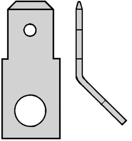 Tab voor vlakstekerhuls 4,8x0,8 boutgat M3 H=45°