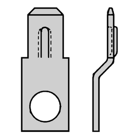 Tab voor vlakstekerhuls 4,8x0,8 boutgat M4 H=45° staal verni