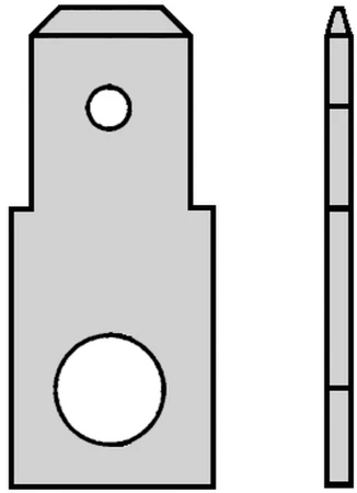 Tab voor vlakstekerhuls 6,3x0,8 boutgat M4 H=180°