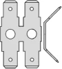 Tab voor vlakstekerhuls 6,3x0,8 boutgat M4 H=45°, dubbele tab 2-voudig