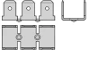 Tab voor vlakstekerhuls 6,3x0,8 boutgat M0 H=90° staal verni, triple tab