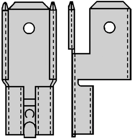 Tab voor vlakstekerhuls 6,3x0,8 4Polig H=90°