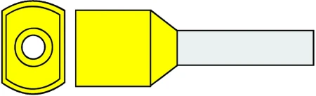 Geïsol. twinadereindhuls 1 mm2, Geel, penlengte = 10mm