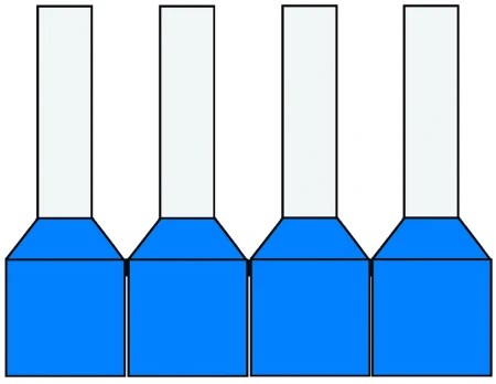 Geïsol. adereindhuls 0,75 mm2, Band, Blauw, penlengte = 8mm, standaard