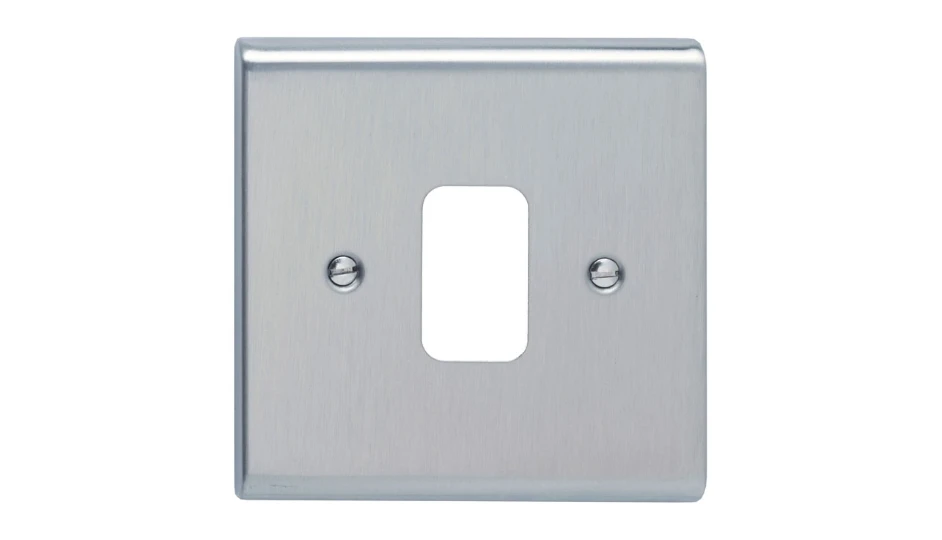 Slimline Décor 1 Gang Grid Plate Stainless Steel | DETA Electrical