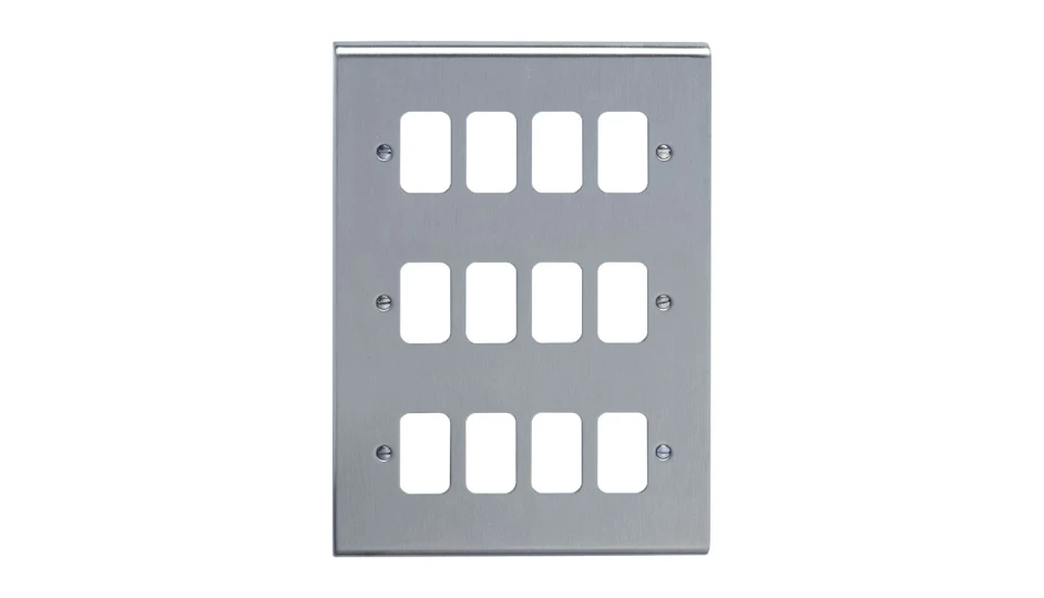 Slimline Décor 12 Gang Grid Plate Stainless Steel | DETA Electrical