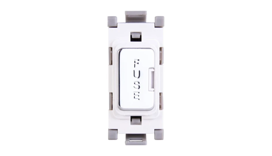 Grid Fuse Outlet Chrome White Insert | DETA Electrical