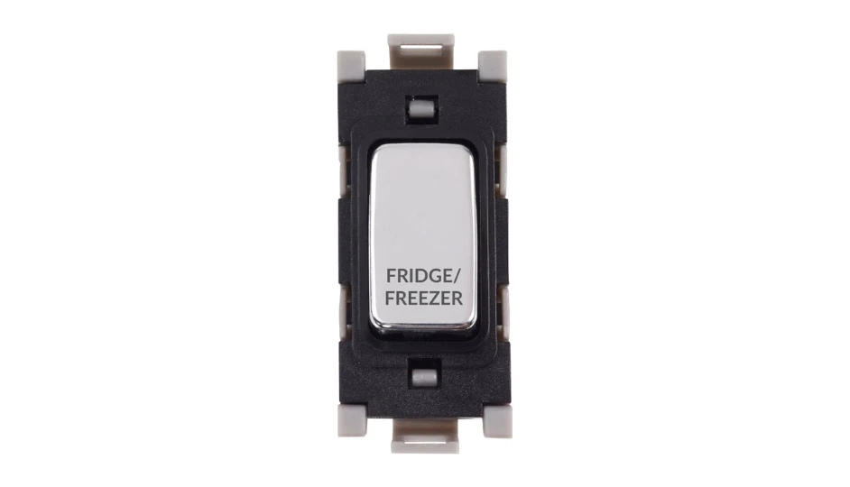 Grid Switch 20A DP Fridge Freezer Chrome Black Insert | DETA Electrical
