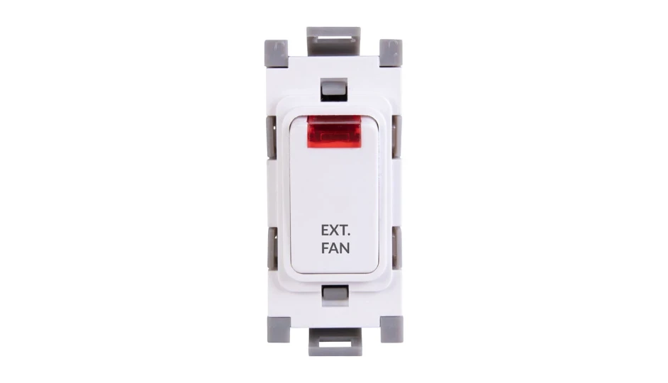 Grid Switch 20A DP Neon Extractor Fan White | DETA Electrical