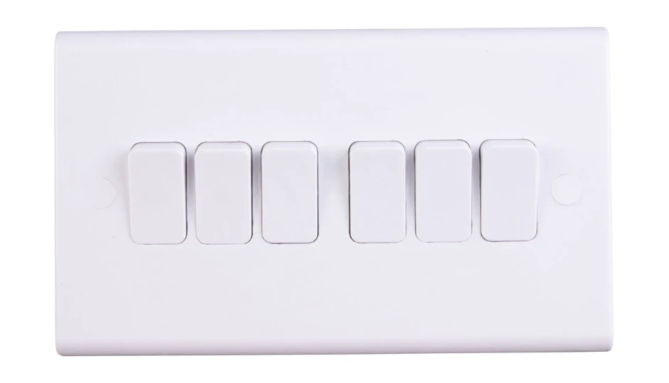 Slimline 6 Gang 2 Way 10AX Plate Switch | DETA Electrical