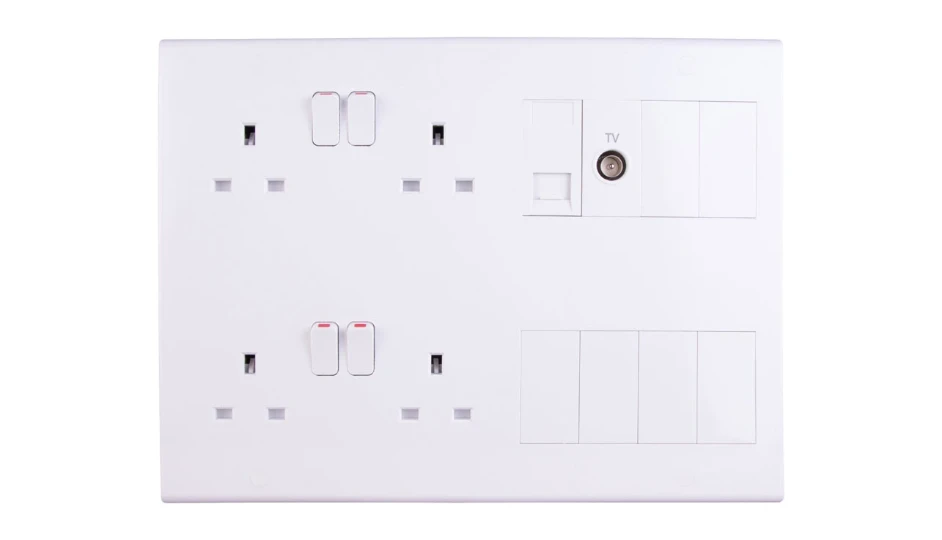 Slimline Media Plate with Male Coax and Secondary Telephone Modules ...