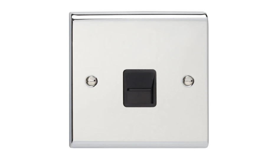 Slimline Décor Single Secondary Telephone Outlet Chrome Black Insert ...