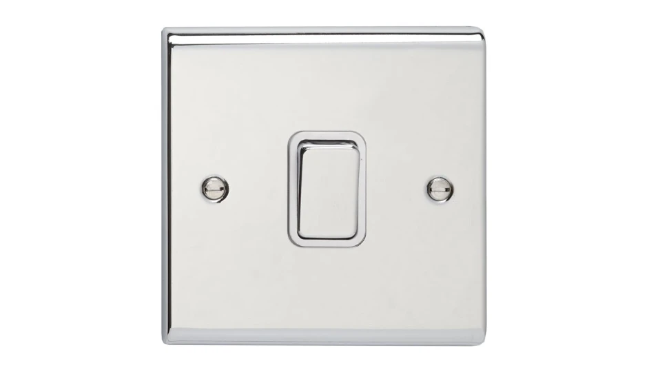Slimline Décor 20A DP Switch Chrome White Insert | DETA Electrical