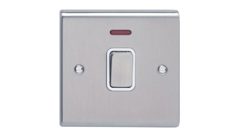Slimline Décor 20A DP Switch with Neon Stainless Steel White Insert ...