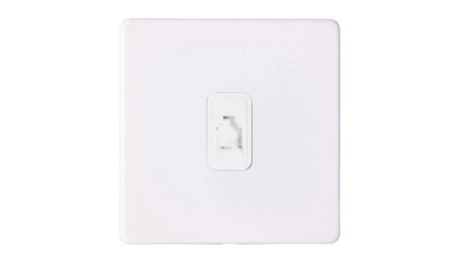Ultra Screwless Single RJ11 Telephone Outlet White | DETA Electrical