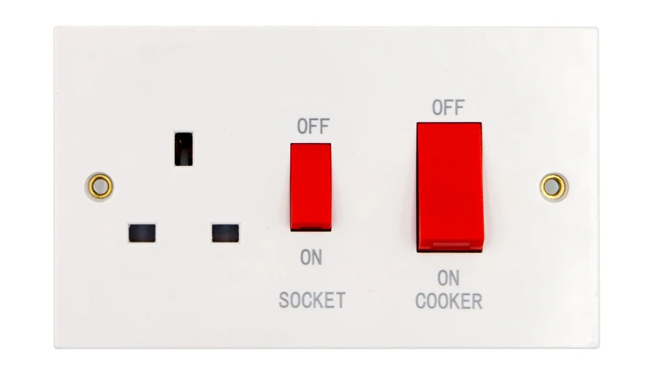Square 45A Cooker Control Unit Red Switch | DETA Electrical