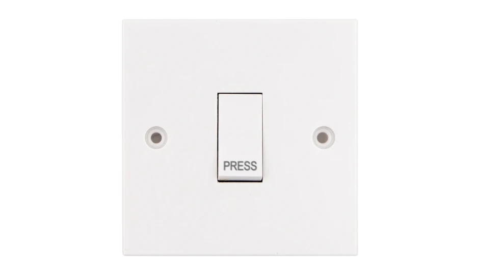 Square 1 Gang 2w 10AX Plate Switch 'Press' | DETA Electrical