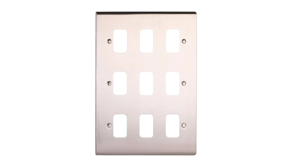 Slimline Décor 9 Gang Grid Plate Stainless Steel | DETA Electrical