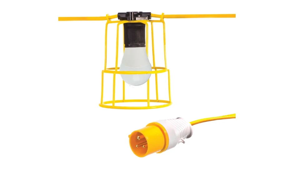 25M 8W x10 4000K IP44 Festoon Kit E27 110V Yellow | DETA Electrical