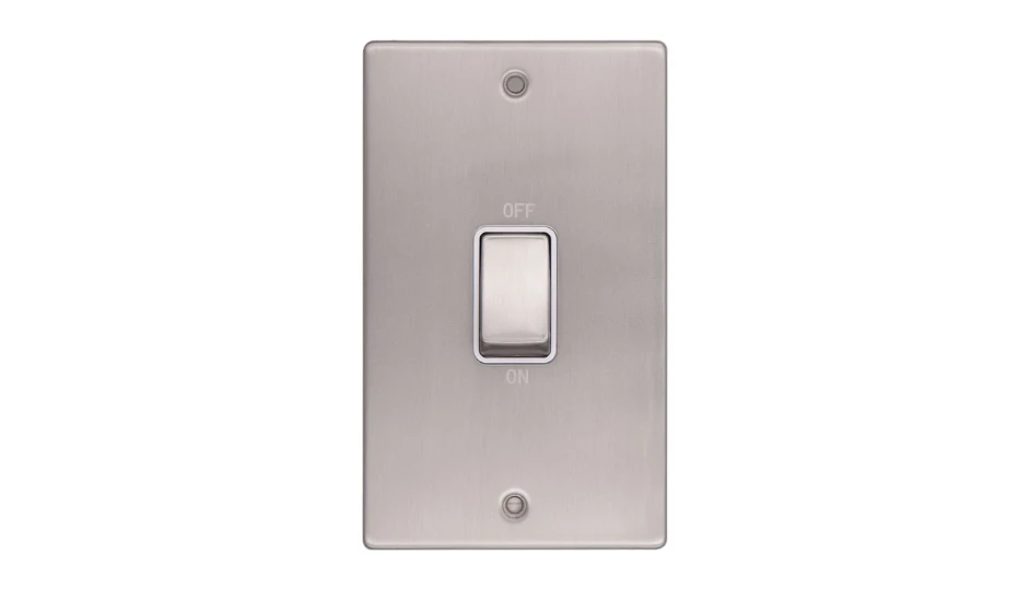 Pro Décor 50A DP Switch Tall Stainless Steel White Insert | DETA Electrical