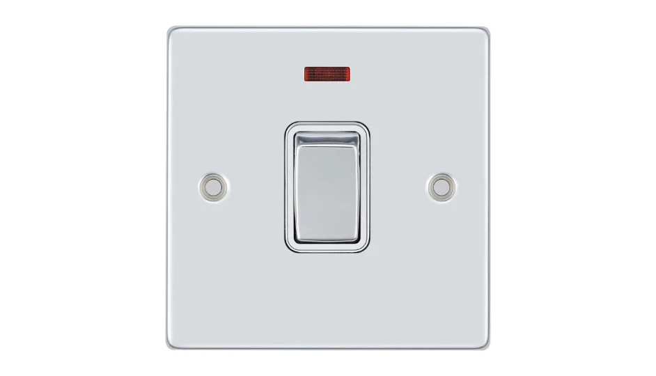 Pro Décor 20A DP Switch with Neon Chrome White Insert | DETA Electrical