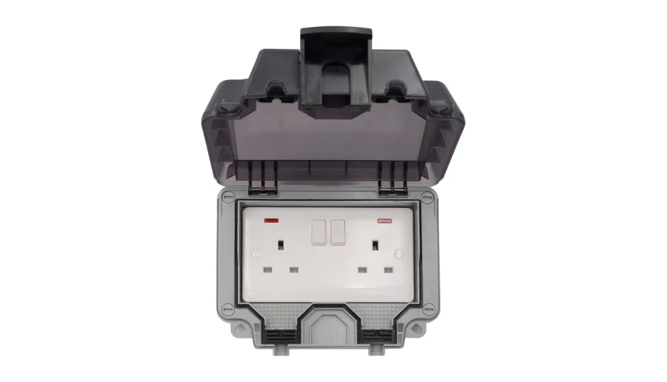 Weathersafe IP66 2 Gang 13A Switched Socket DP with Neon | DETA Electrical