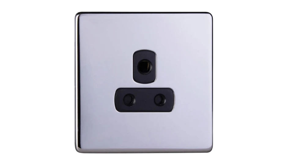 Ultra Screwless 5A Unswitched Socket Round Pin Chrome Black Insert ...