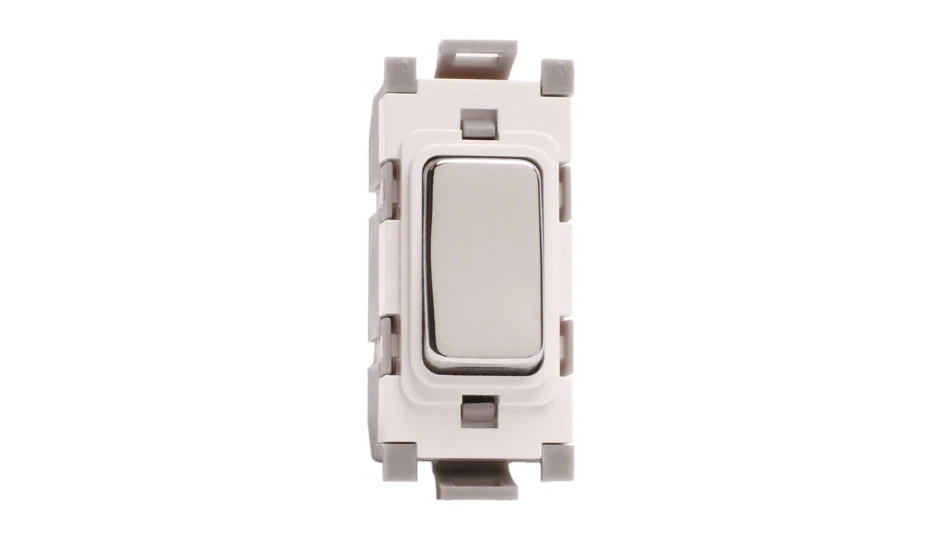 Grid Switch 10A SP Push to Make Chrome White Insert | DETA Electrical