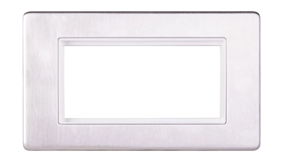 Ultra Screwless Four Module Data Plate Stainless Steel White Insert ...