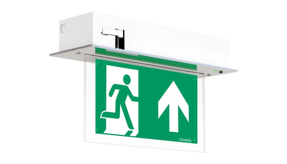 Vale 4.35W 6500K IP20 Emergency Exit Sign with Arrow Up Legend Chrome ...