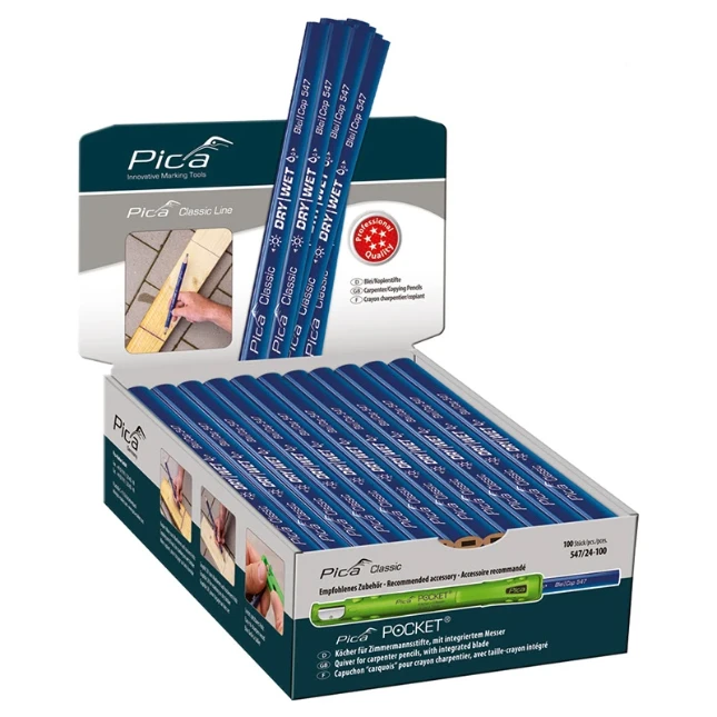 Pica Classic 547/24 Markeerpotlood Dry&Wet 24 cm - 100 stuks (display)