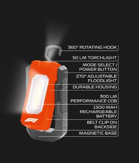 Formula 1 WL300 Zaklamp LED - oplaadbaar