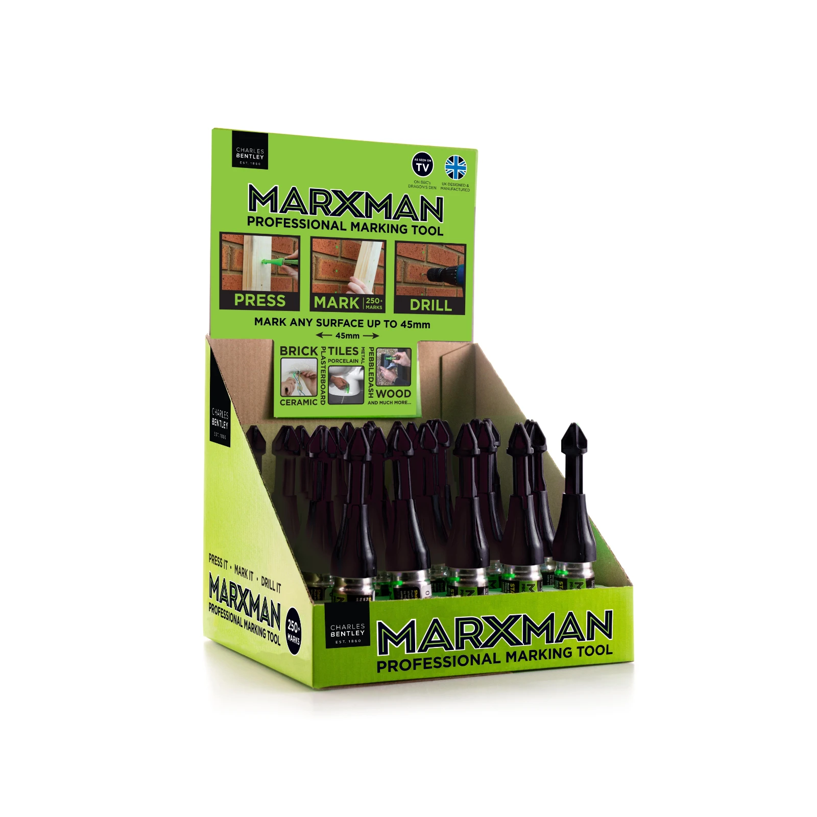Marxman Marker diepe gaten - display zwart (30 stuks)