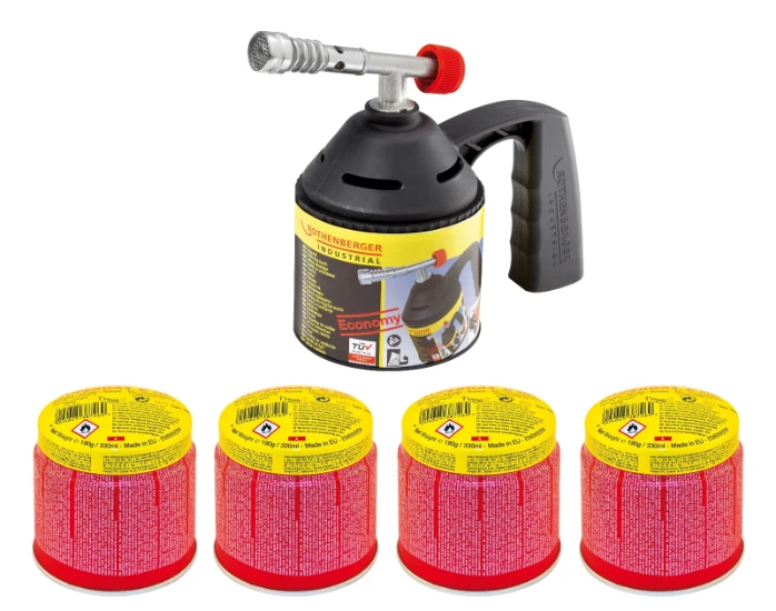 Lampe a souder avec 4 cartouches de gaz C200
