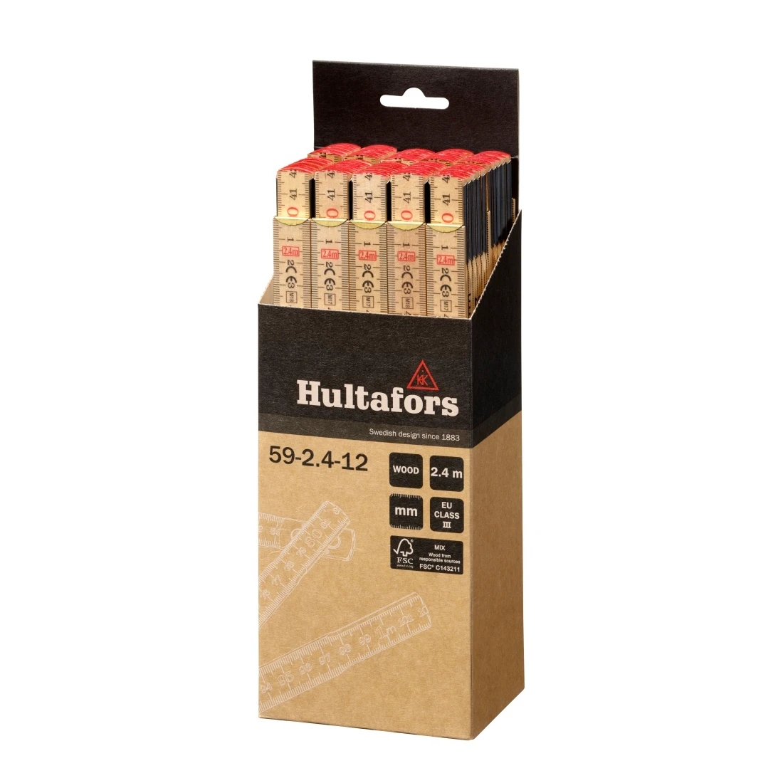 Hultafors Duimstok 59 2.4m - 12-delig