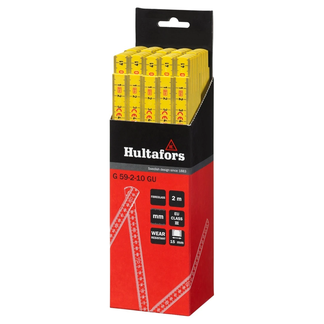 Hultafors Duimstok G 59 2m - 10-delig - geel