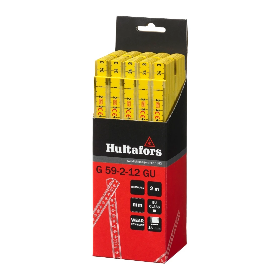 Hultafors Duimstok G 59 2m - 12-delig - geel