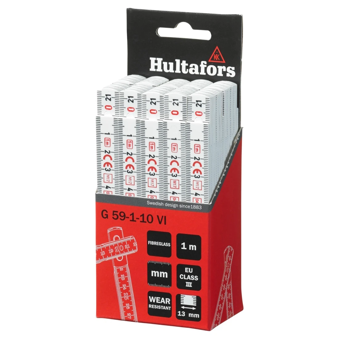 Hultafors Duimstok G 59 1m - 10-delig - wit