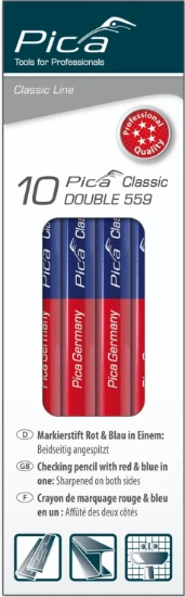 Pica Classic 559 Markeerpotlood DOUBLE rood/blauw 18 cm (10 stuks)